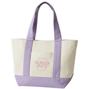 Large Trader Joe’s Lavender/ Pink Canvas Tote Bag, NWT